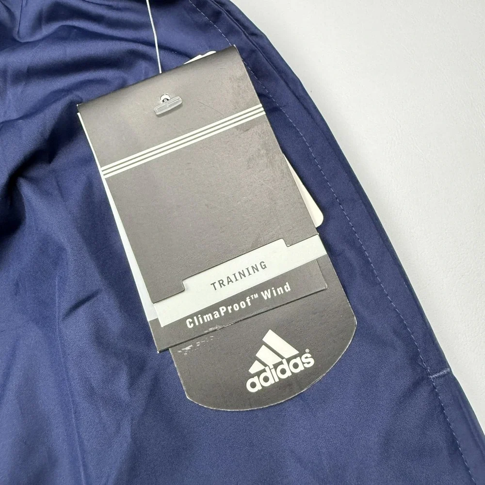 Y2K Adidas ClimaProof Wind Pants Mens 2XL Blue Track Elastic Waist Lined